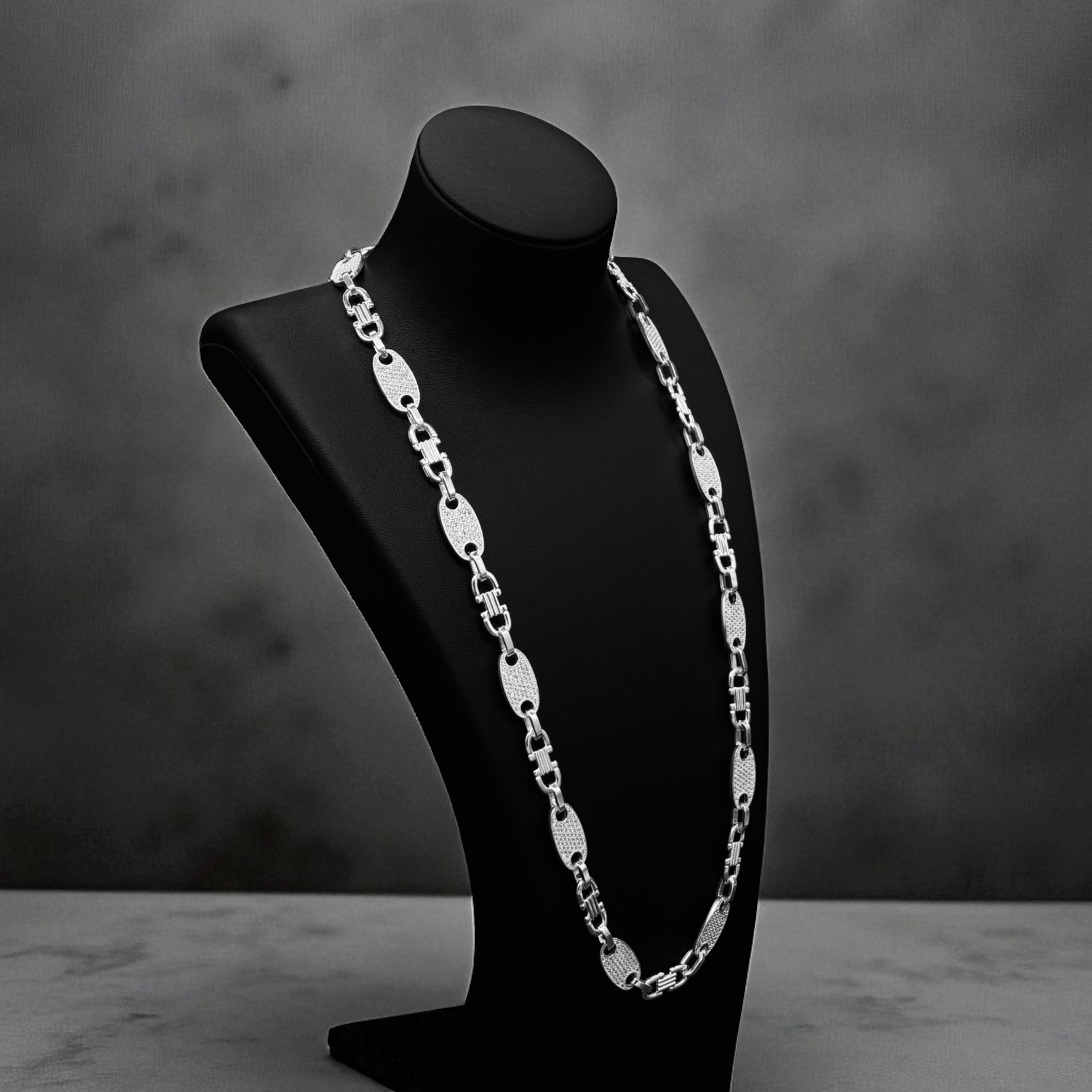 10MM PLATTENKETTE MIT ZIRKONIA - SILBER 925