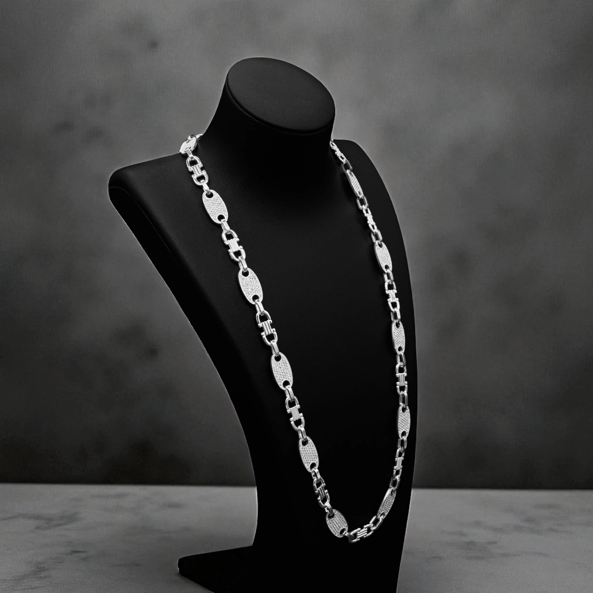10MM PLATTENKETTE MIT ZIRKONIA - SILBER 925