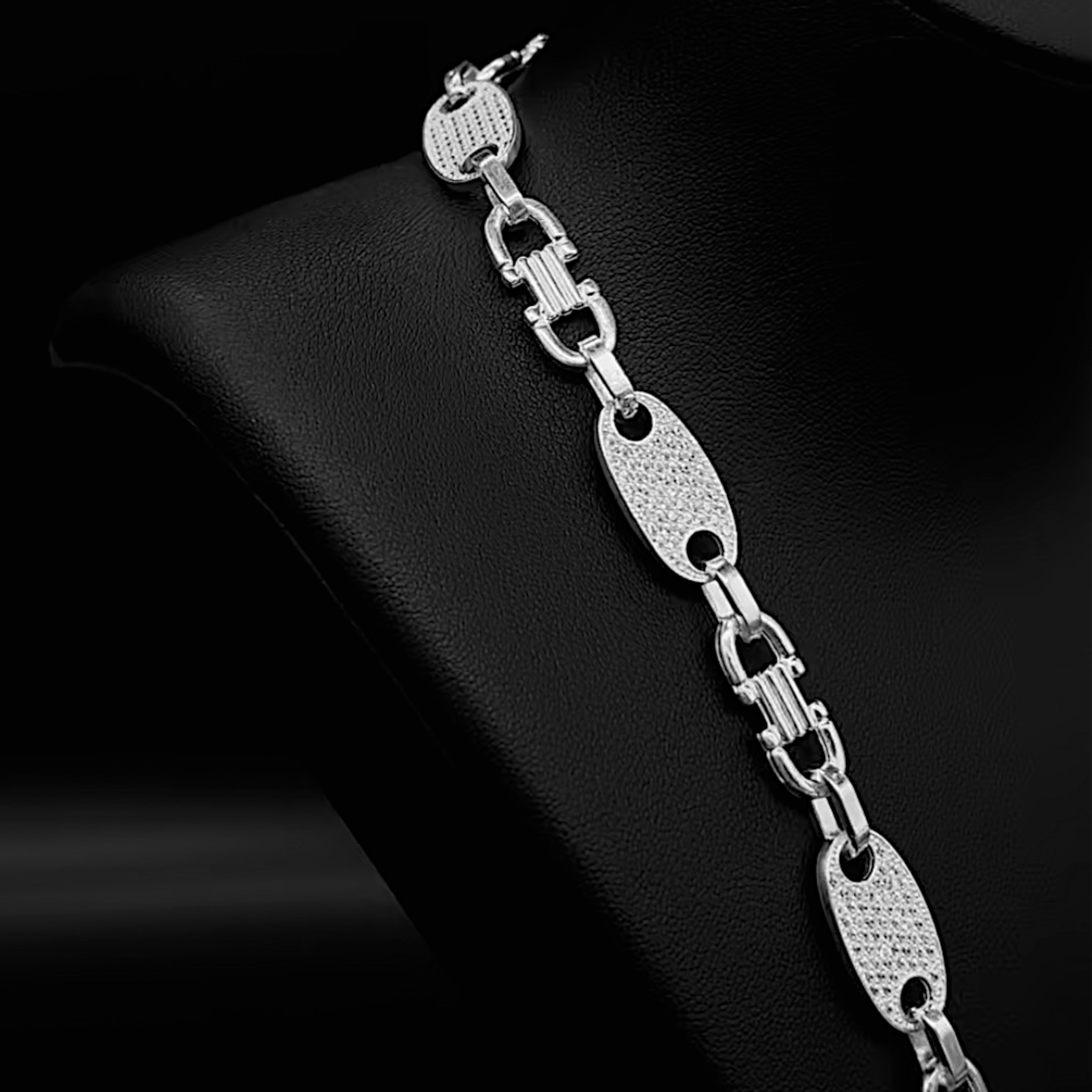 10MM PLATTENKETTE MIT ZIRKONIA - SILBER 925