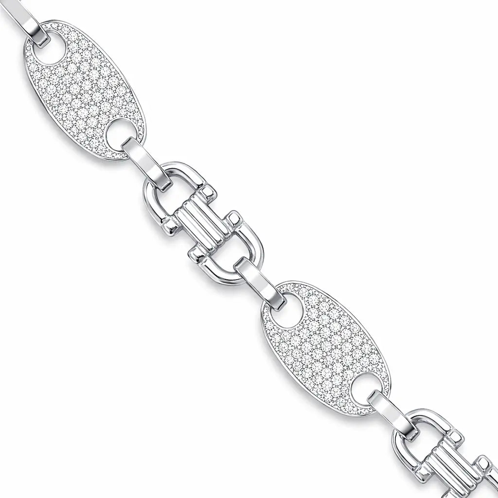10MM PLATTENKETTEN ARMBAND MIT ZIRKONIA - SILBER 925
