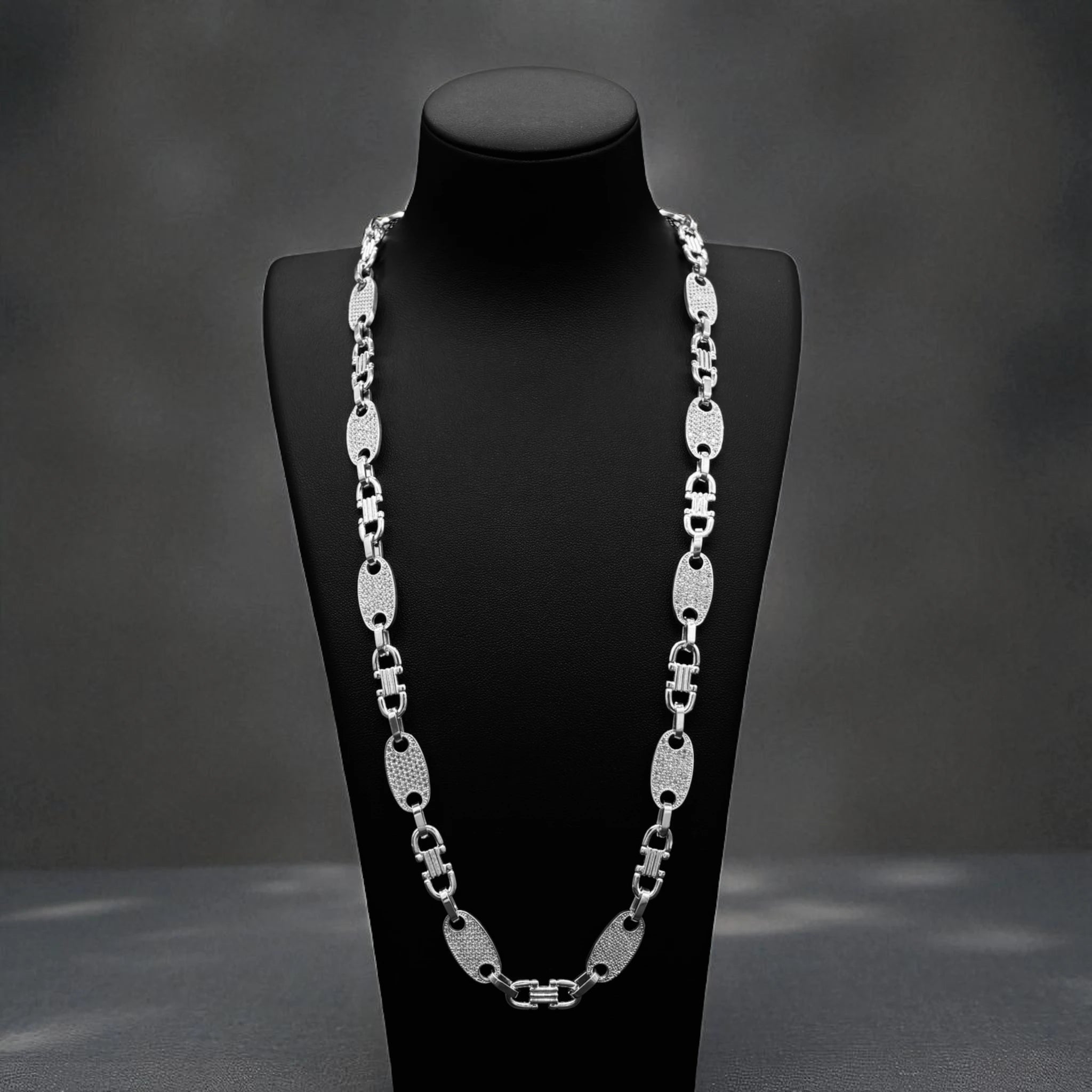 10MM PLATTENKETTE MIT ZIRKONIA - SILBER 925