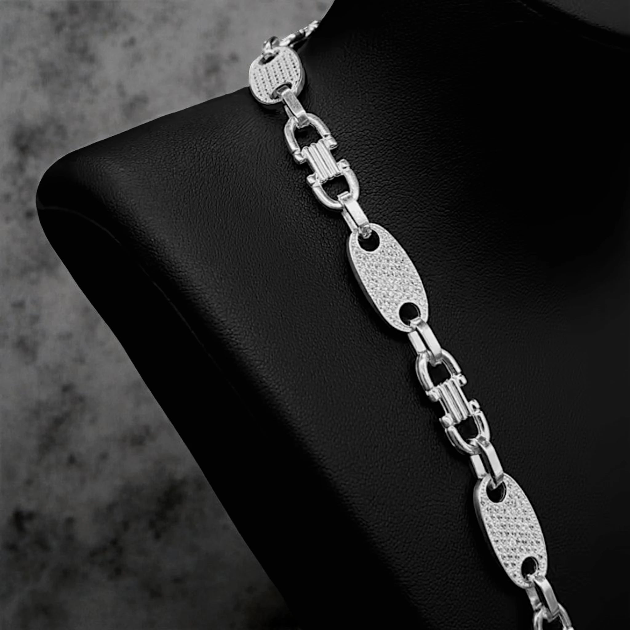 10MM PLATTENKETTE MIT ZIRKONIA - SILBER 925