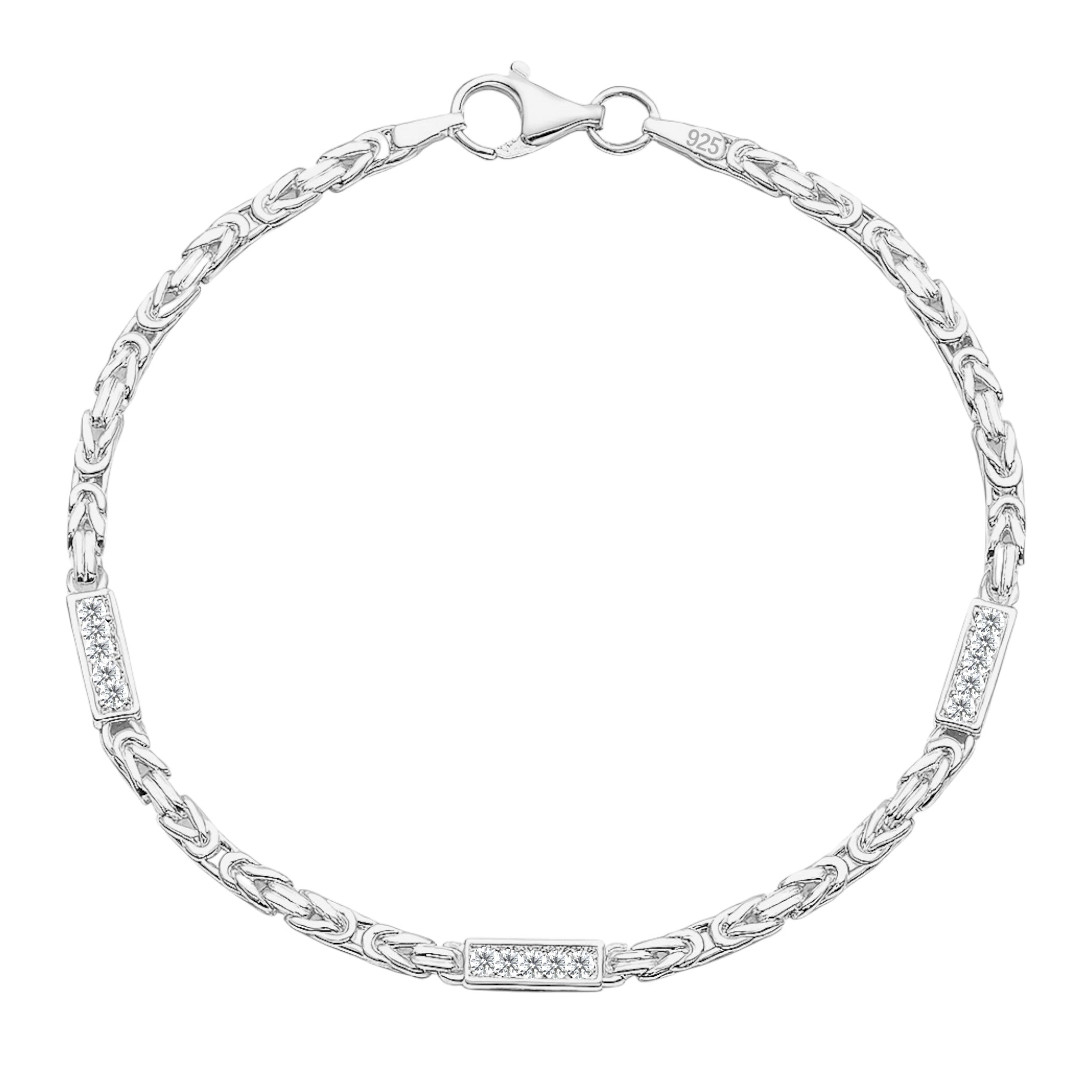 2,5MM KÖNIGSKETTEN ARMBAND MIT ZIRKONIA - SILBER 925