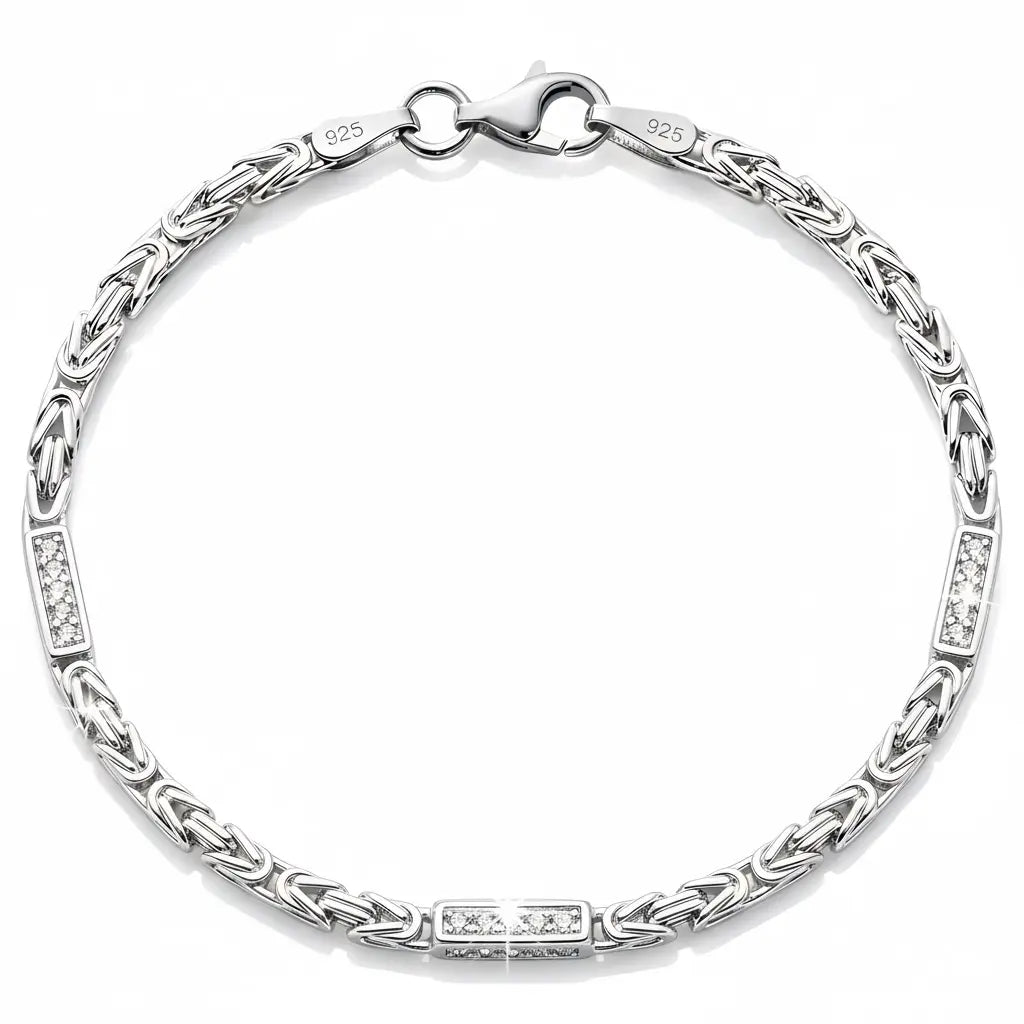 2,5MM KÖNIGSKETTEN ARMBAND MIT ZIRKONIA - SILBER 925