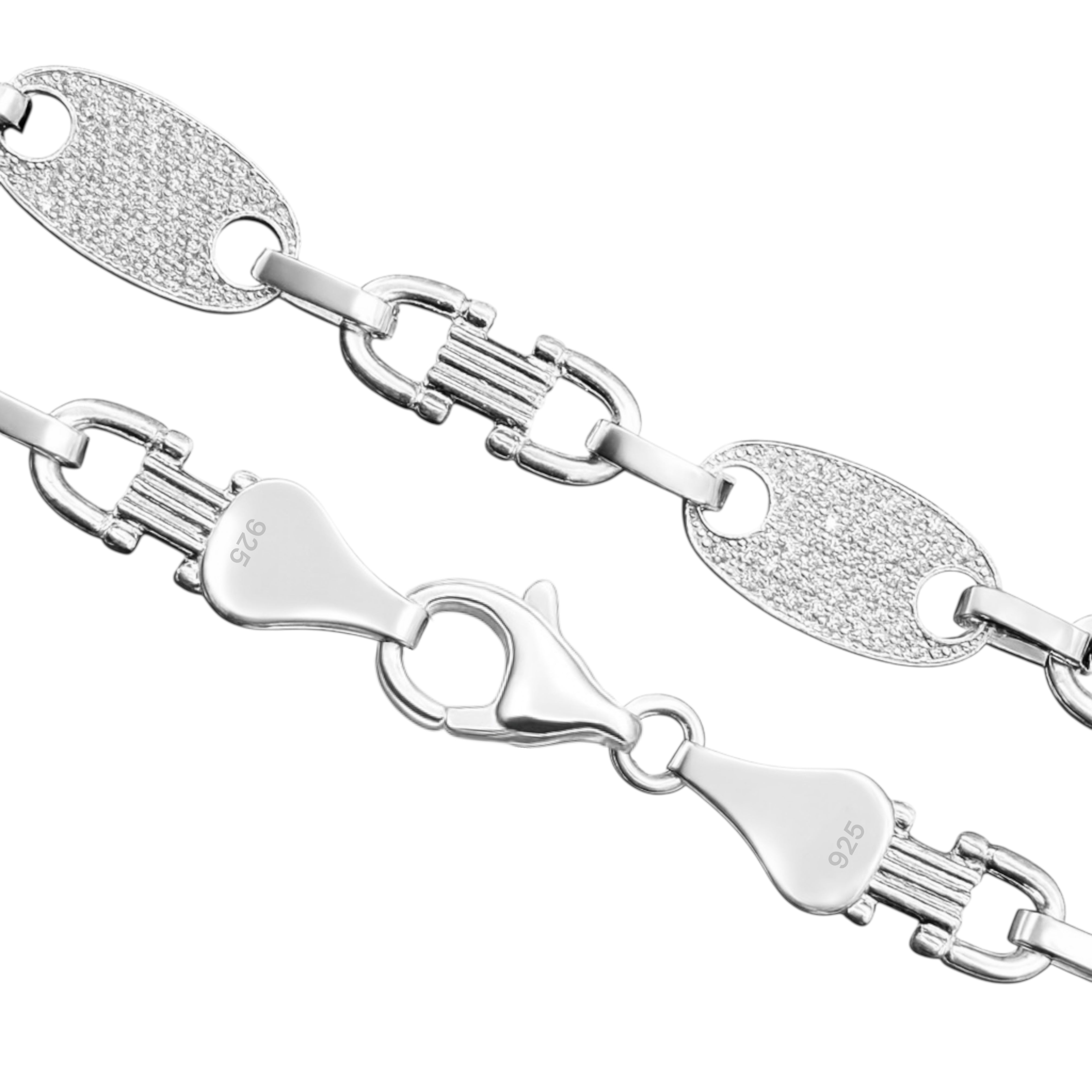 10MM PLATTENKETTE MIT ZIRKONIA - SILBER 925