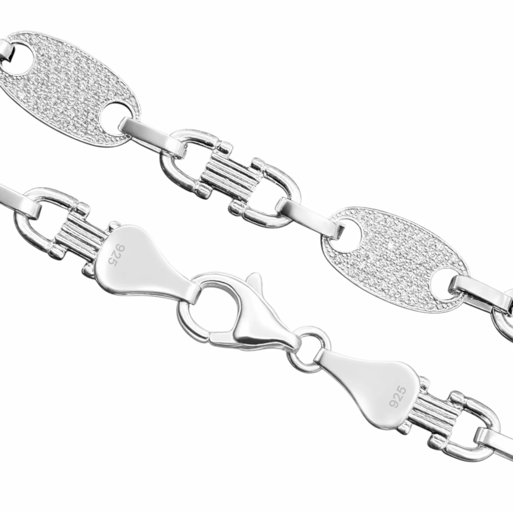 10MM PLATTENKETTE MIT ZIRKONIA - SILBER 925