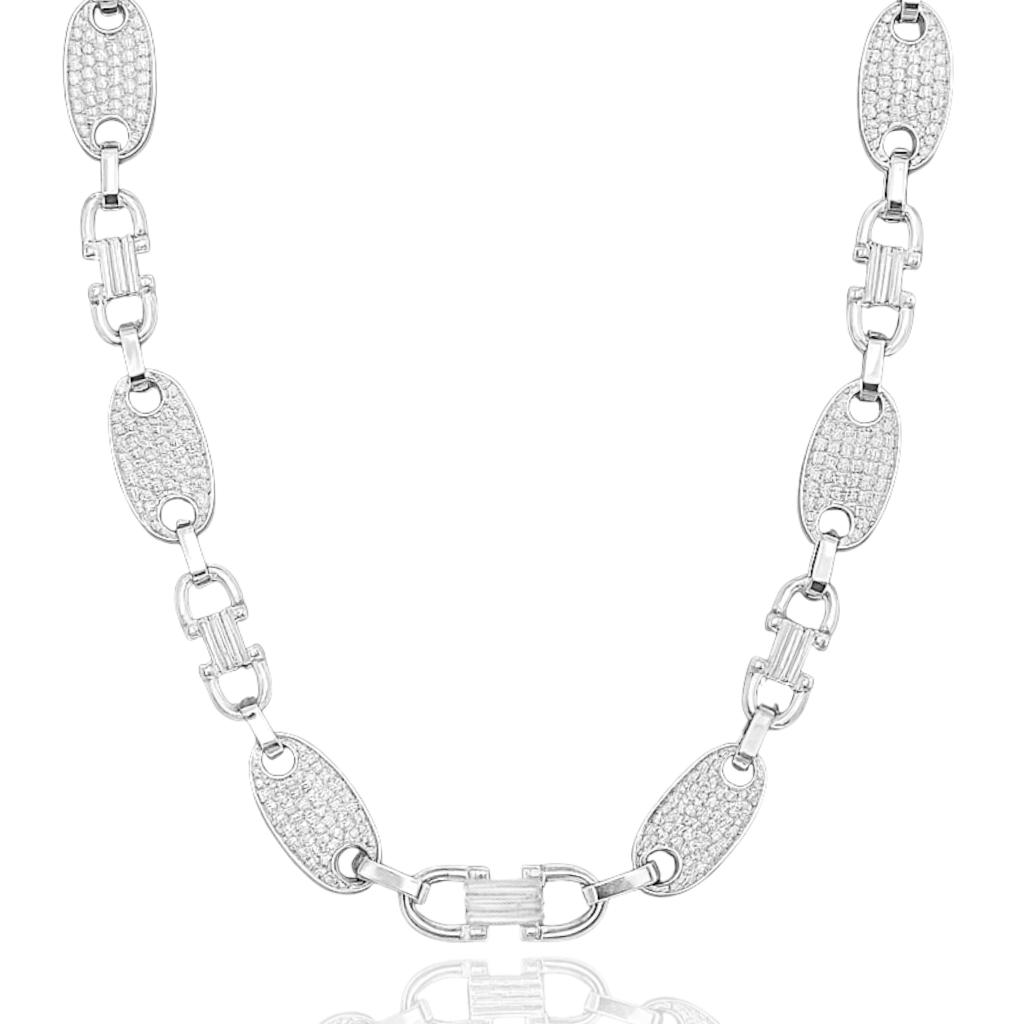 10MM PLATTENKETTE MIT ZIRKONIA - SILBER 925