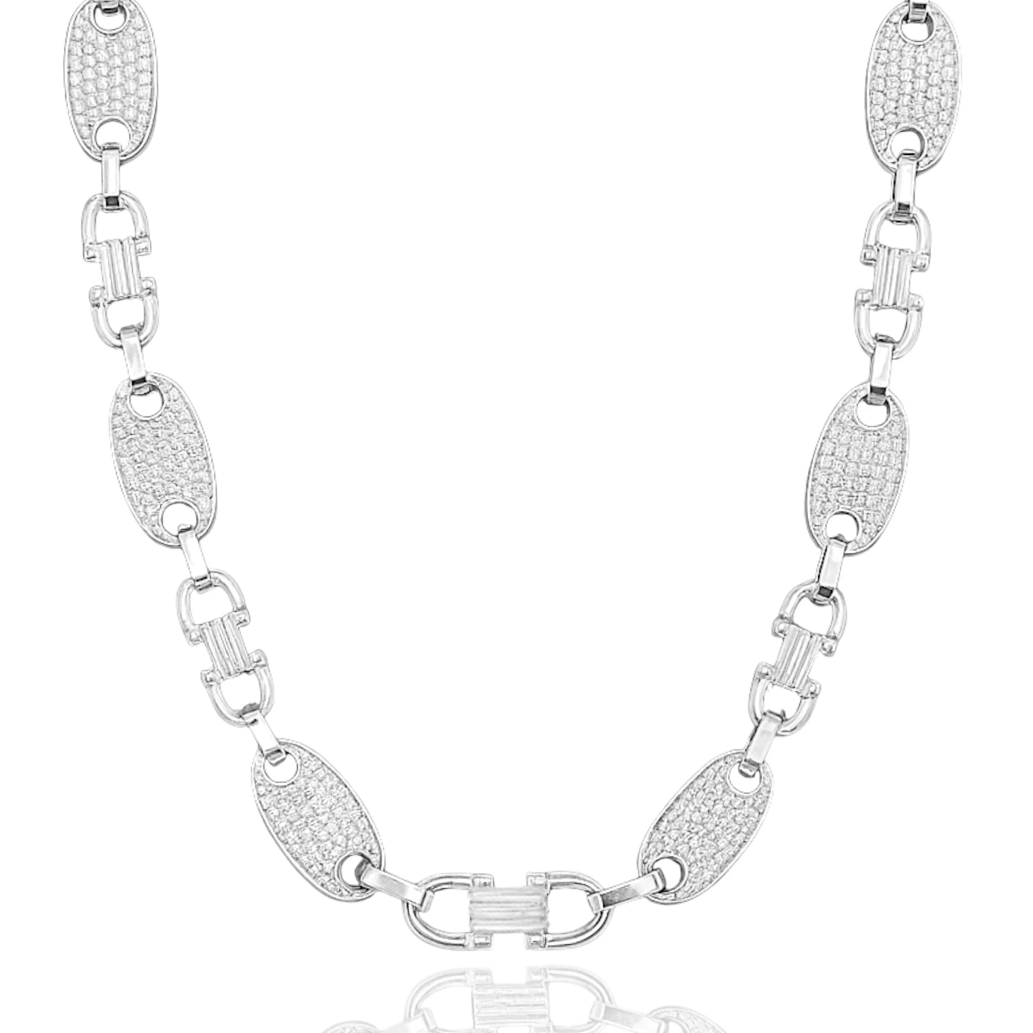 10MM PLATTENKETTE MIT ZIRKONIA - SILBER 925