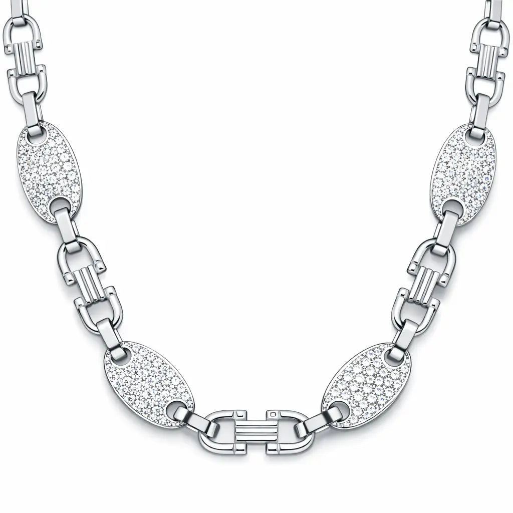 10MM PLATTENKETTE MIT ZIRKONIA - SILBER 925