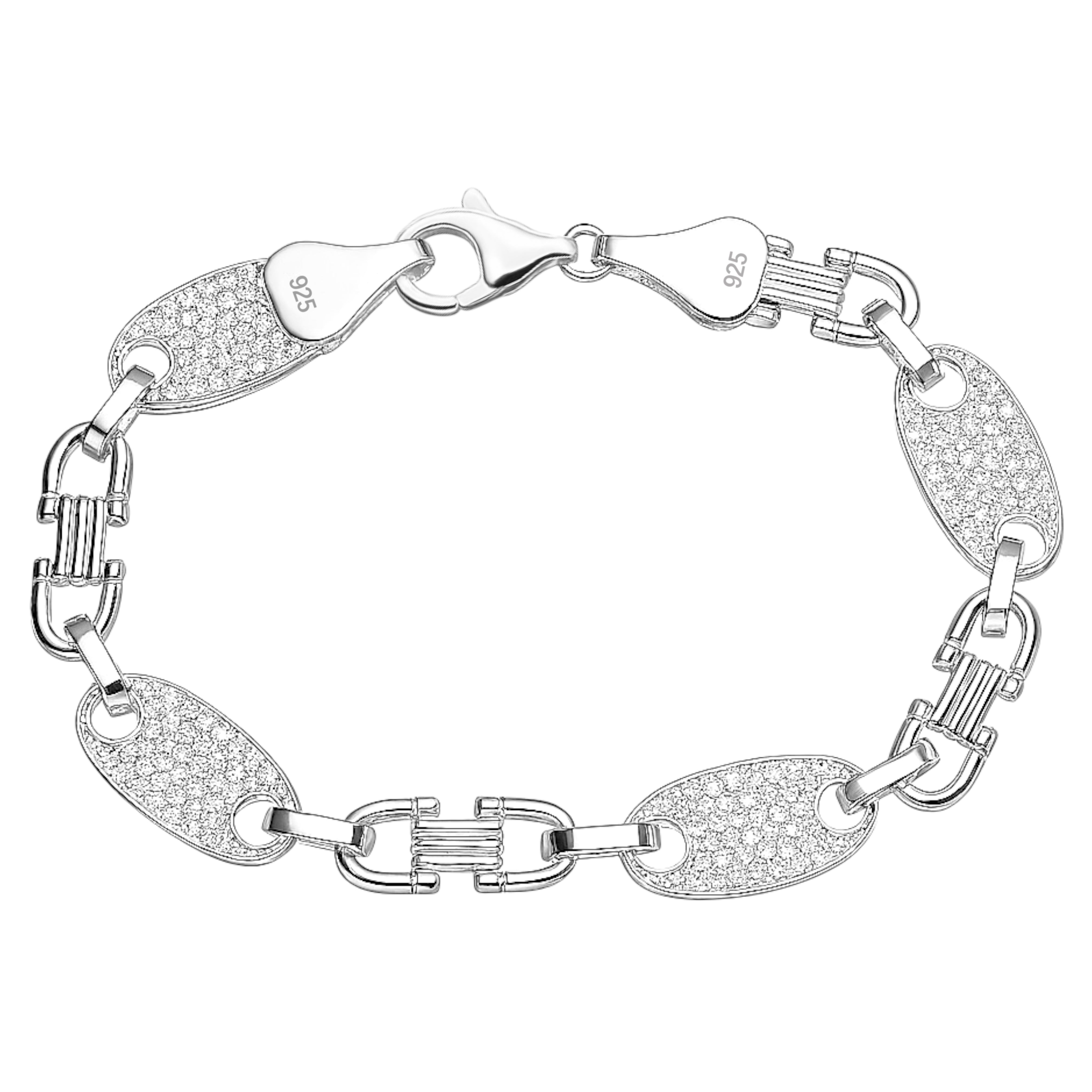 10MM PLATTENKETTEN ARMBAND MIT ZIRKONIA - SILBER 925
