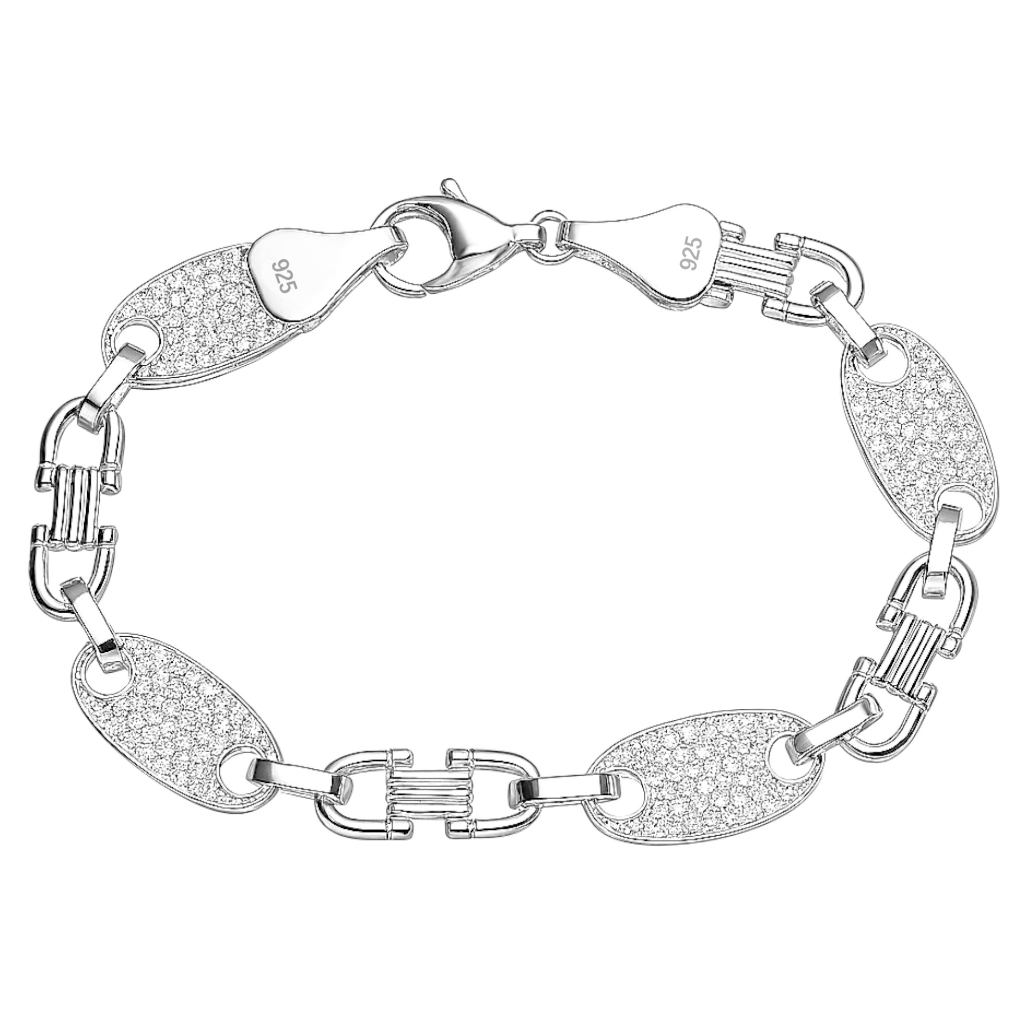 10MM PLATTENKETTEN ARMBAND MIT ZIRKONIA - SILBER 925