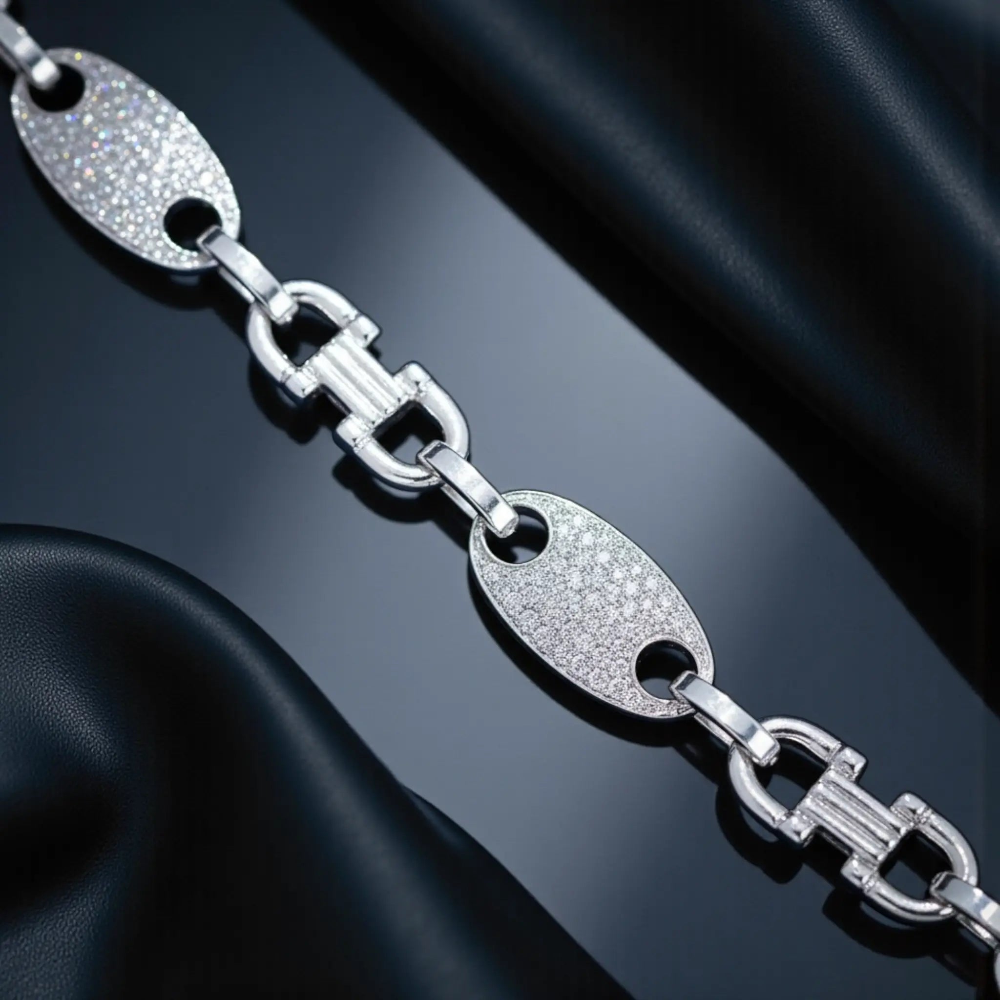 10MM PLATTENKETTE MIT ZIRKONIA - SILBER 925